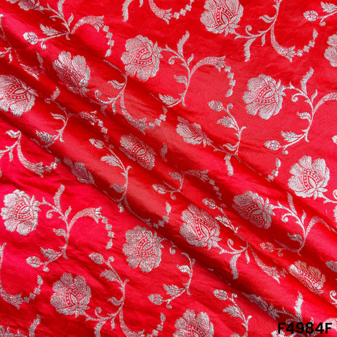 Zari Work Banarasi Silk Fabric-F4984